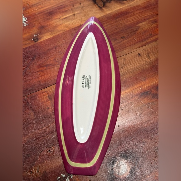 NIB Clay Art Surf's Up set of 4 different surfboard bowls each hand painted - Picture 12 of 14